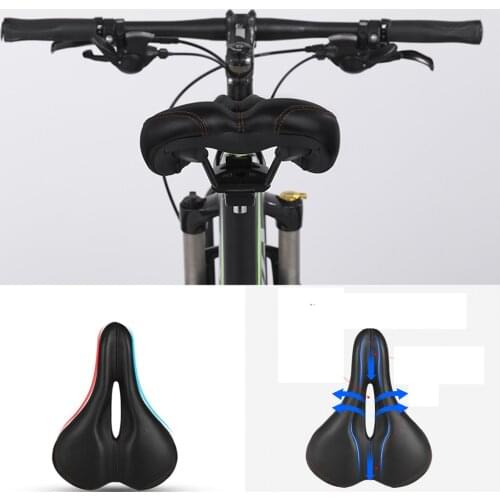 Bike Saddle Shock Absorption PU Leather Surface Filled Gel Comfortable MTB Bike Cycling Seat Shockproof Bicycle Saddle