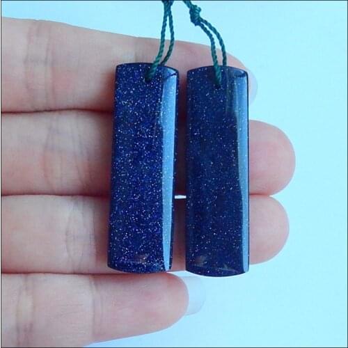 Wholesale gemstone,Blue Sand Sun Sitara Earring Beads pair for Women,40x12x5mm,9.94g