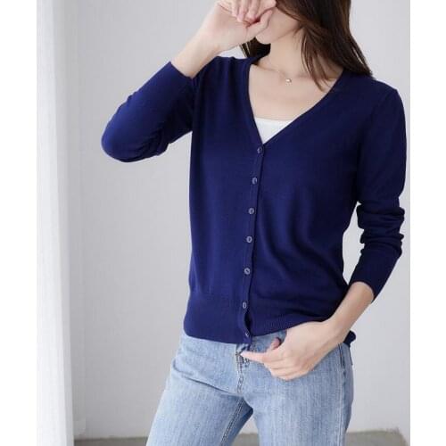 Women Knitted Cardigan Autumn Winter Shrug Ladies Jumper Long Sleeve V-Neck Sweater Solid Color Loose Plus Size 3XL-6XLCoat Tops