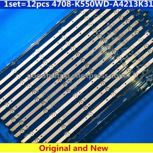 12pcs For 55''Toshibia Philips 55PUF6051/T3 Light backlight strip 4708-k550wd-a3213k21 a3213k31 K550WD7 4708-K55WDR-A1213K11