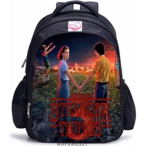 16 Inch Stranger Things Children Backpacks Lovely Schoolbag Boys and Girls Orthopedic Backpack Pencil Bag Sets