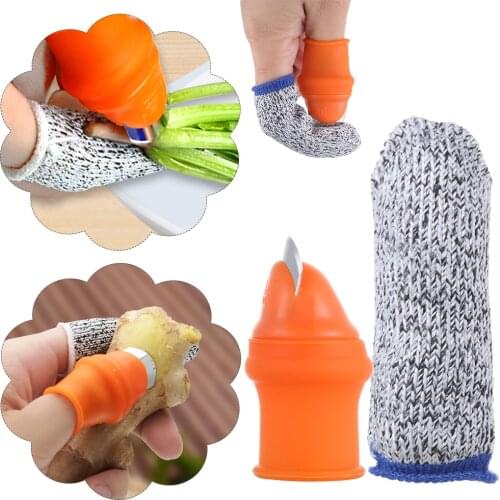 2Pcs/Set Silicone Cut-resistant Finger Sleeve Bean Picker Garden Plant Picking Tool Thumb Cutter Finger Guards Kitchen Gadget