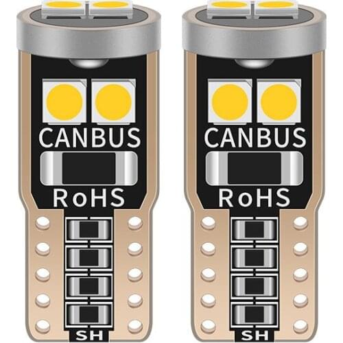 2PCS T10 W5W LED Canbus no error Car Bulb Interior Light 194 501 6SMD 3030 LED 12V Instrument Reading Wedge License Plate Lights