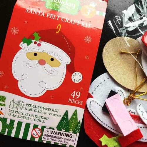 3PCS/(1bag)/Lot.Santa felt craft kits,Fabric crafts.Christmas toys.Christmas crafts.Christmas tree ornament,Early educational