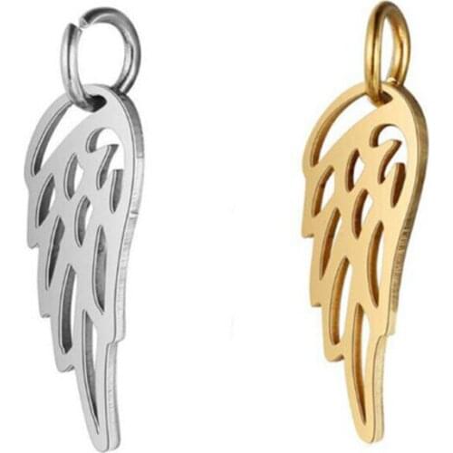 Wholesale 5pcs/lot Stainless Steel Gold Hollow Wings Little Charms Pendants Connectors For DIY Jewelry Making Findings Supplies
