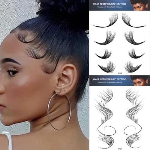 5 Styles Baby Hair Edge Tattoo Stickers Waterproof Hairline Temporary Tattoo Sticker Long Lasting Hair Fake Tatoo Makeup Tools