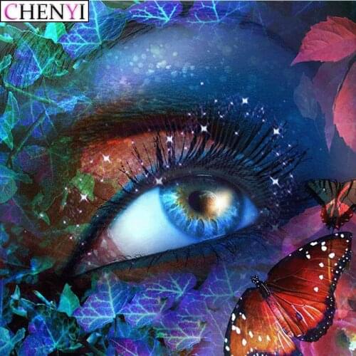 CHENYI Full Drilling Diamond Embroidery DIY Diamond Painting Eye Butterfly Mosaic Picture Rhinestone Home Decor Christmas Gift