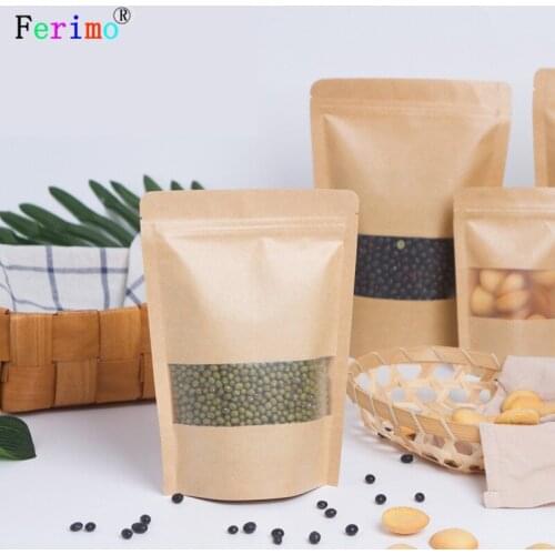 Free shipping 100pcs Fenestrate cowhide paper bag 17*24cm tea storage bag food gift wrapping bag dry fruit bag