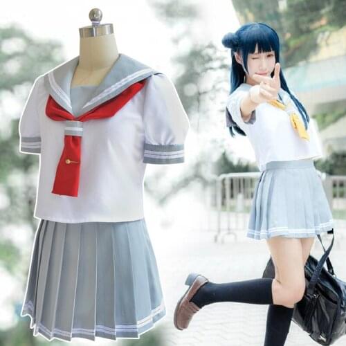 Free shipping Anime LoveLive!Sunshine!! Cos Tsushima Yoshiko Cosplay Halloween woman Japanese student uniforms Cosplay costume