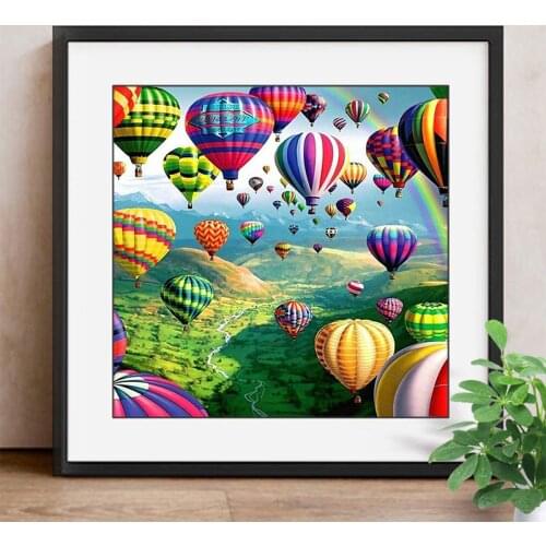 Diamond Mosaic Landscape 5D DIY Diamond Painting Full Square Scenery Picture Of Rhinestones Hot Air Balloon Home Decor