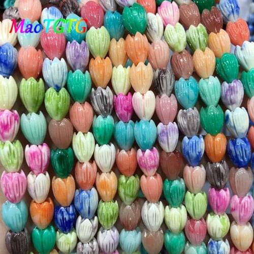 20pcs/lot Flower Shape Coral Beads For Jewelry Making Necklace Bracelet 10x8mm Carved Mixed Color Coral Beads Wholesale