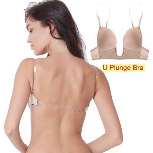Plunge U Invisible Bra Seamless Convertible Transparent Back Straps Backless Bras Princess Party Dress Wedding Elegant Ceremony