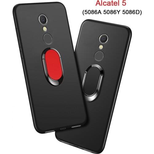 Cover for Alcatel 5 5086A 5086Y 5086D Case luxury 5.7 inch Soft Black Silicone Magnetic Car Holder Ring Funda for Alcatel 5 Case