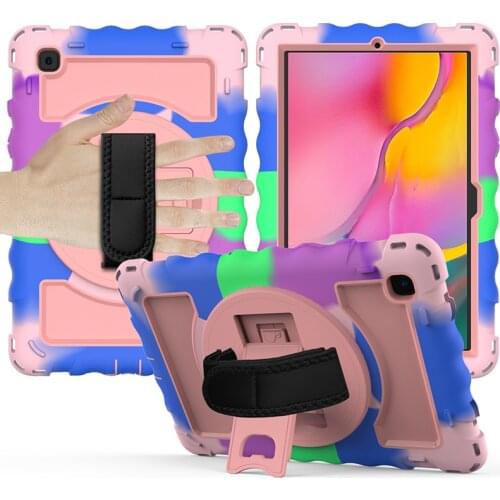 Kids Safe Silicone Cover for Samsung Galaxy Tab A7 10.4 2020 T500 T505 Shockproof Case with Rotatble Hand Strap+Pen