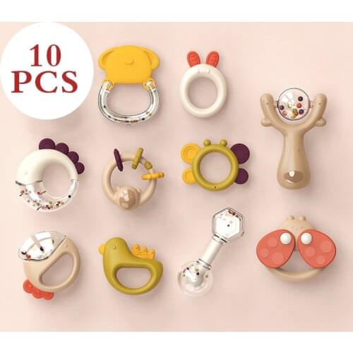 Baby Toy Rattles 0-1 Years Old Can Bite Teether Newborn Grasping Musical Early Education Montessori 3-6 Months Appease Gift