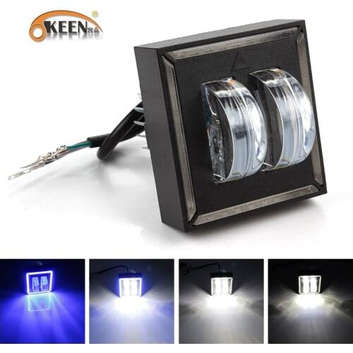 OKEEN Motorcycle Driving Lights 60W 3inches LED Work Light High Low Beam 6000K White Waterproof Blue Headlight for Moto Fog Lamp