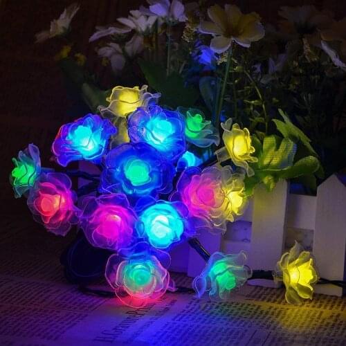 Battery/USB Power 10/20/30/40leds Rose Flower Holiday String Lights Valentine Wedding Decoration Christmas Flower Lights Garland