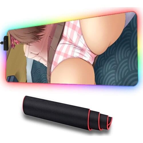 Anime Sexy Ass RGB Gaming Computer Mousepad Large Mouse Pad Xxl Big Gamer Desk Mouse Mat Led Mause Pad Backlit Keyboard Mice Mat