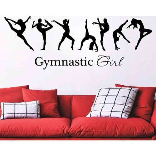 Pretty girl gymnastics ballerina dac flag mural wall decals warm home bedroom Art Decor wall sticker Sport Wall Sticker For Glir