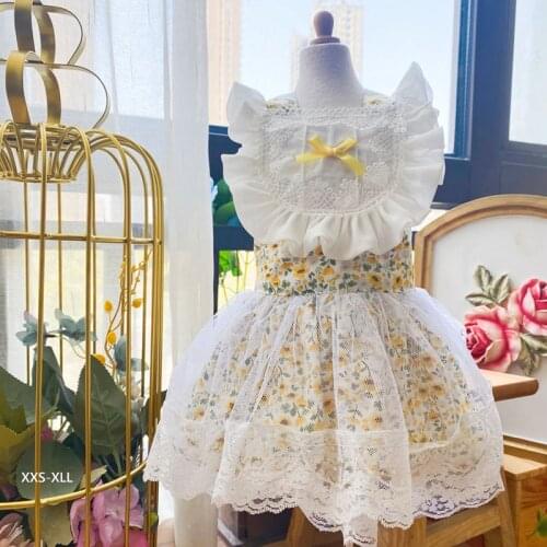 Summer Dogs Pet Clothes Pomeranian Poodle Corgi Yorkshire Bichon Chihuahua Wedding Dress Skirt Puppy Clothing Spring Dresses XXS