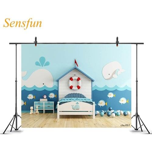 LEVOO Interior Backdrop Kids Room Marine Style Toys Whale Background Photography Shoot Props Photo Studio Photophone Vinyl