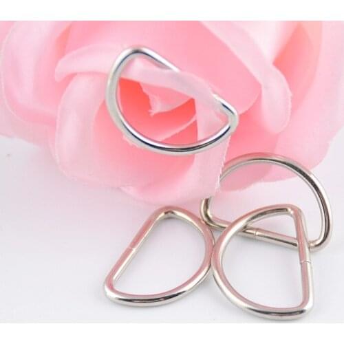 Free Shipping-50Pcs Silver Tone Unwelded Leather Bags Metal D Rings 15x24mm(Inside :11x20mm ) Connect Buckle J1288