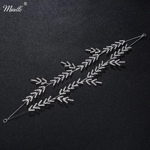 Miallo Fashion Simple Silver Color Grass Vine Headbands Wedding Austrian Crystal Hair Jewelry Hairpieces Tiaras and Crowns