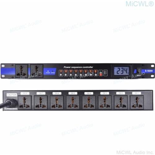 MiCWL 10 Channel LCD Power Sequence Controller 30A 250V Rack Mount Conditioner Surge Protector Power Supply Regulator 8+2 Way