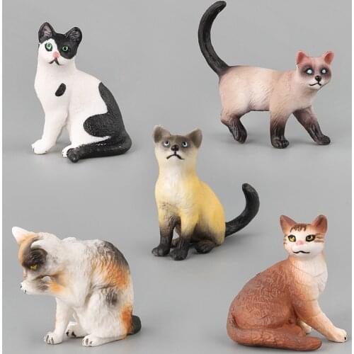 Mini Pet Model Figurine Miniature Cat Simulation Animal DIY Gift House Decor