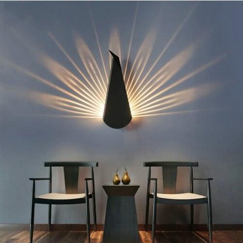 Minimalist Modern Peacock E27 Led Bulb Indoor Wall Lamp for Bedroom Living Room Bathroom Restaurant Bedside Nordic Home Decor