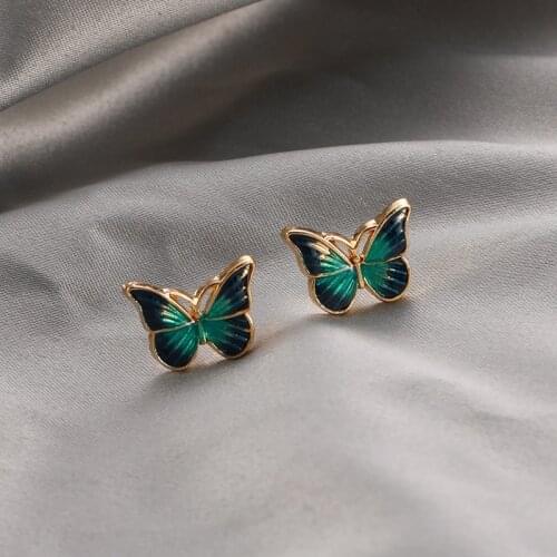 Fashionable sweet butterfly earrings French butterfly earrings small ultra small stud earrings jewelry accessories