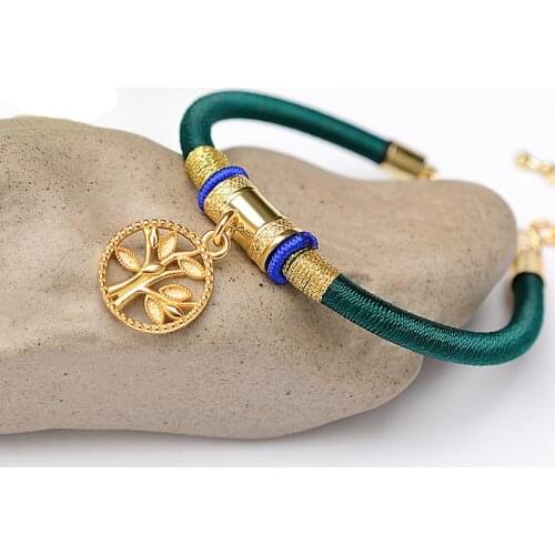 Fashion Life Tree Woven Bracelet Tibetan Buddhism Bracelet 925 Silver Sterling Jewelry