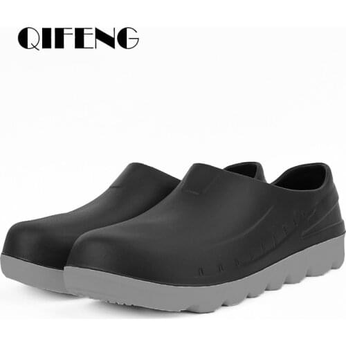 Summer Winter Men Slippers Non-slip Waterproof Oil-proof Kitchen Work Cook Shoes Chef Master Hotel Restaurant Rain Shoes Warm