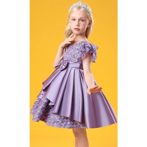 2021 Summer New Gorgeous Elegant Sleeveless Flowers Rainbow Bowknot Kids Princess Dress For Girls Evening Dresses 2-10 Years Old