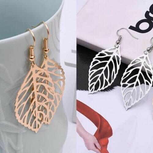 New Women Leaf Shape Dangle Earrings Ladies Trendy Pendant Dangle Drop Statement Earrings Fashion Jewelry