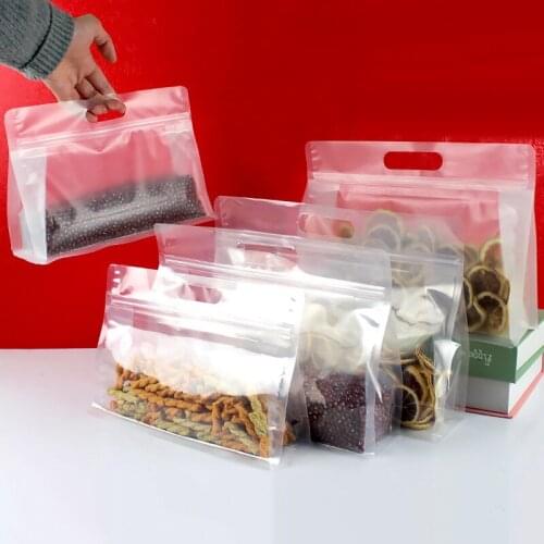 New Portable Self-Sealed Thick Food Storage Bag Reusable Transparent Stand Up Dried Food Snack Candy Fruit Tea Gift Ziplock Bag