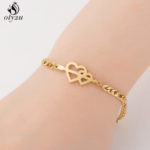 Oly2u Minimalist Jewelry Gold Color Love Heart Bracelet for Women Adjustable BFF Friendship Bracelets Lucky Pulseira Feminina