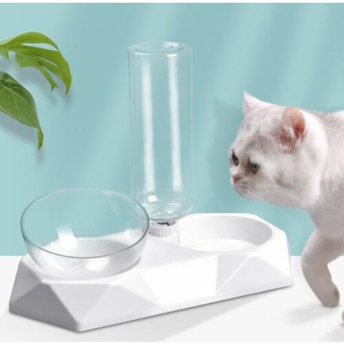 Pet Teddy Dog Cat Bowl Double Bowl Diamond Automatic Drinking Double Bowl Small and Medium-sized Automatic Drinking Pet Products