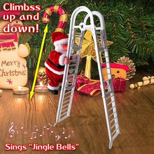 Christmas Tree Hanging Ornament Santa Claus Climbing Ladder Electric Santa Claus Doll Outdoor Indoor Door Wall Decoration