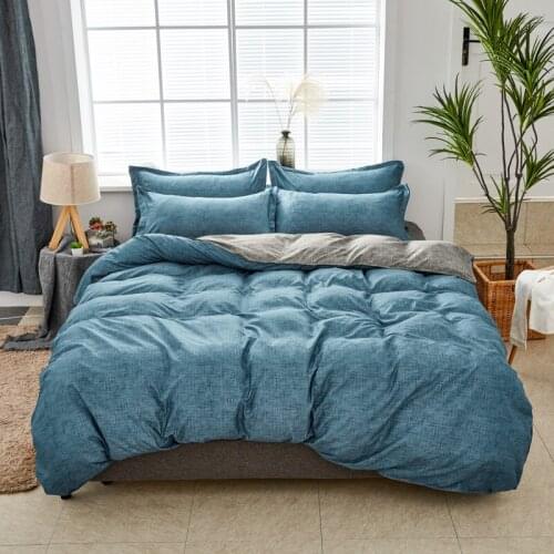 Bed Linens New Plain Blue Grey King Size Comforter Set 400TC Bedding Set Pure Color Southeast Asia Home Textile Bedding 140x200