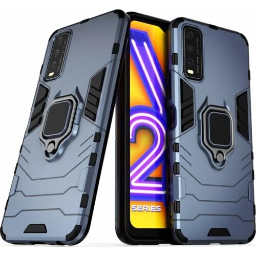 For Vivo Y20 Case V2029 Shockproof Ring Stand Bumper Silicone + PC Phone Back Cover For Vivo Y20 Y20i 6.51" V2027 V2032 Coque