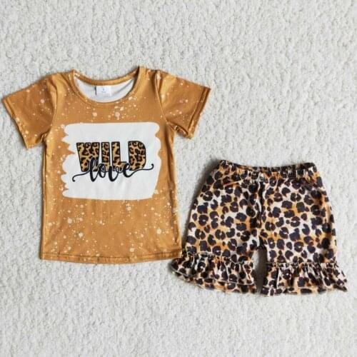 RTS Baby kids clothes fashion short sleeve wild shirt top ruffle shorts little girls outfits boutique design summer outfits sets