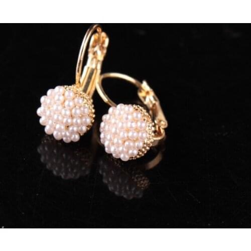 Lovely Wedding Ear Cuff Sweet Elegant Round Imitation Pearl Beads Stud Earrings for Women Girls Piercing Earring Jewelry