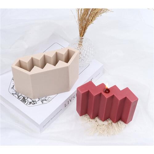 Geometric Wave Shape Silicone Candle Mold DIY Waves Cuboid Soap 3D Stereo Cube Aromatherapy Fondant DIY Making Candle Molds