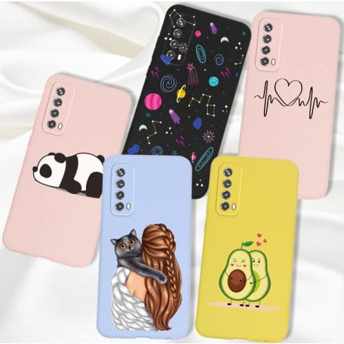 TPU Silicone Case For Huawei P Smart 2021 Case Back Cover Cute Cartoon For Huawei P Smart 2021 Y7A PSmart Case Matte Phone Shell