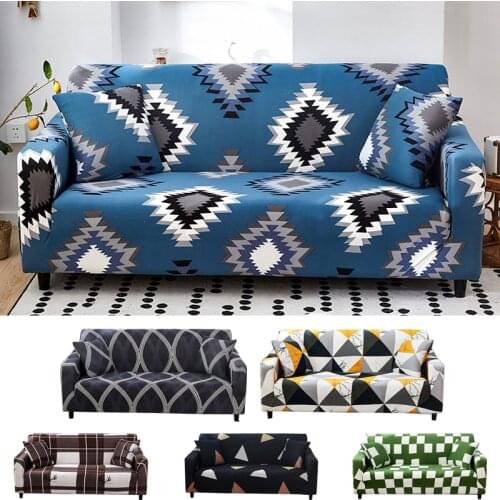 Stretch blue geometric sofa covers spandex for living room couch cover corner sofa cover case for sofa chair cover