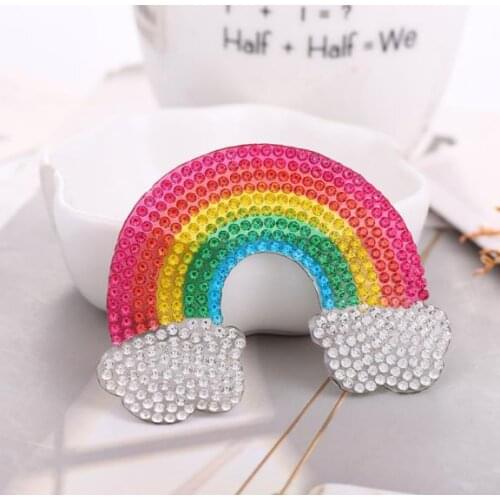 3Pcs Rainbow Crystal Rhinestone Iron on Patches For Clothing Shoe Bag DIY Heat Transfer Badge Patches Applique