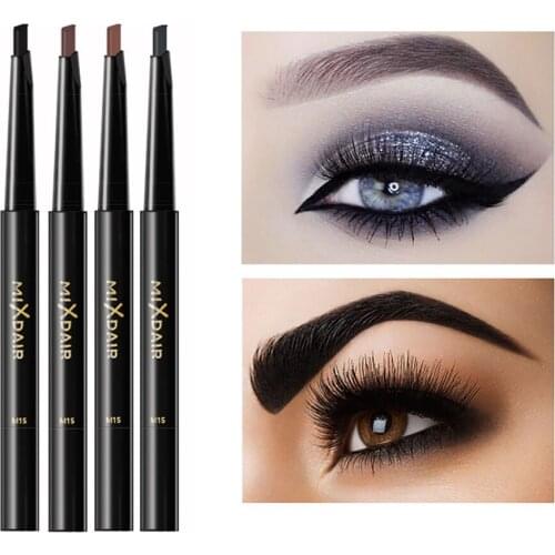 Three Dimensional Automatic Rotation Double Head Eyebrow Pen with Brush Waterproof and Sweat Proof Triangular Eyebrow Pen
