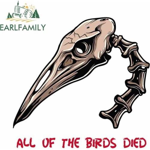 EARLFAMILY 13cm x 12.8cm For Birds Skull Car Stickers Laptop Decals Vinyl Material Graffiti Sticker Waterproof Scratch-Proof