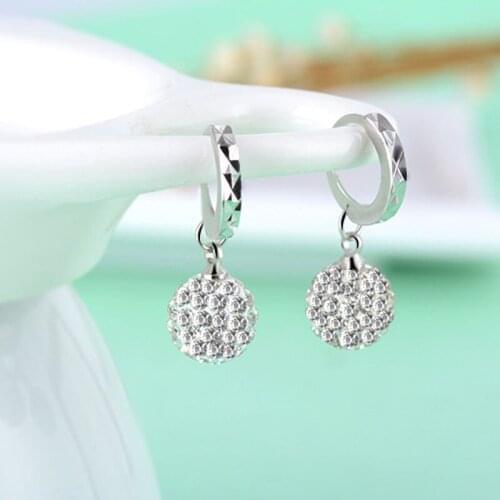 Fashion silver color Earrings AAA Clear Full Rhinestone Ball Stud Earrings Women Wedding Jewelry Gift Delicate Bijoux